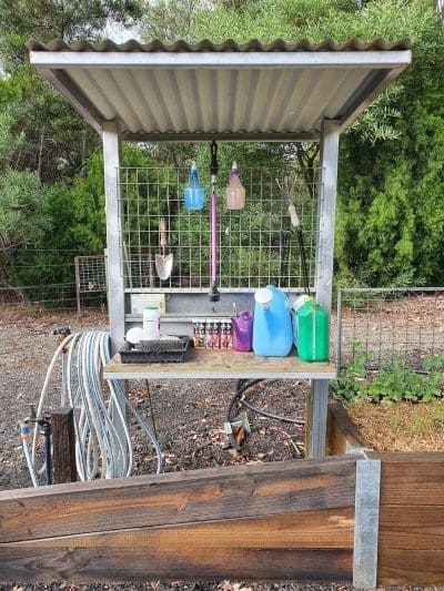 Garden beds with work station